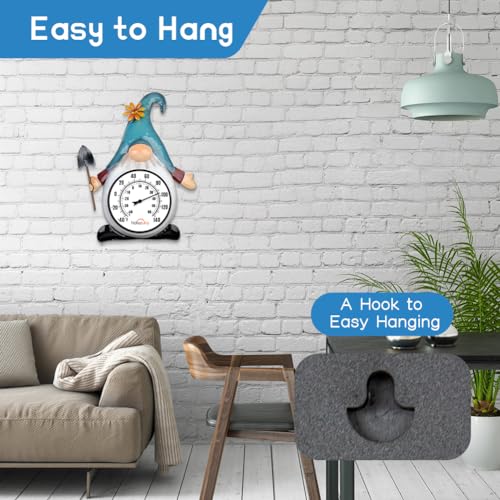 Indoor Outdoor Thermometer, Gnome Wall-Mounted Thermometer | No Batteries Required, Decorative for Patio, Living Room, Garden Greenhouse, Wine Cellar - style: Gnome-Shape