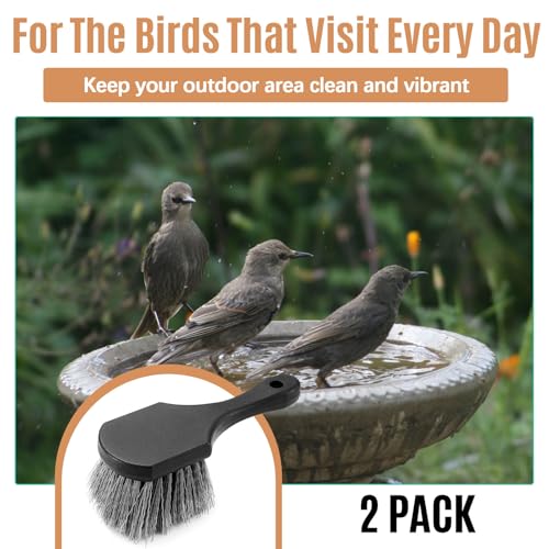 CroBlissful 2 Pcs Bird Bath Cleaning Brush Hard Bristle Stiff Bristle Brush with Plastic Handle Utility Scrub for Bird Feeder Bath Accessories Fountain Outdoor Cleaning(Gray) - color: Gray