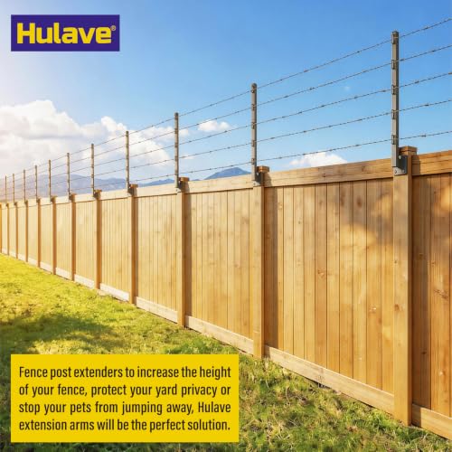 Hulave 8-Pack Fence Post Extender, High 32" Fence Barbed Wire Extend Arm, Used to add Height to Wood Fences for Privacy and to Prevent Animals from Jumping Away and Breaking in (Matte-Black) - size: Heigh-32in