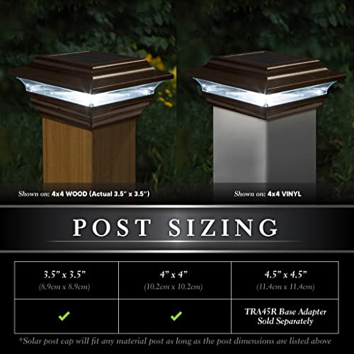 Classy Caps 4x4 Aluminum Imperial Solar Post Cap - Fits 3.5"x3.5" & 4"x4" Deck & Fence Posts - Bronze Cast Aluminum - Warm/Cool Light Color Modes - color: Bronze, size: 3.5x3.5 | 4x4