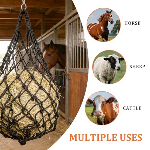 2 Pcs Slow Feed Hay Bags for Horses, 2.36"x2.36" Holes 40" Hay Nets for Horses Goat Sheep, Goat Hay Feeder for Slower Feeding, Strong Load-Bearing Hay Bag for Horse Stable Trailer
