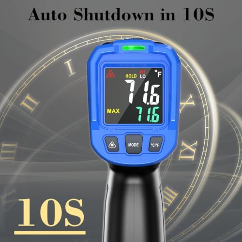 FKM Infrared Thermometer Gun -58°F~1112°F,Non Contact Laser Thermometer Gun | Adjustable Emissivity,Digital IR Temperature Gun for Kitchen Cooking,Griddle,Pizza Oven,HVAC,Engine,Industrial,Not for Human - color: Blue