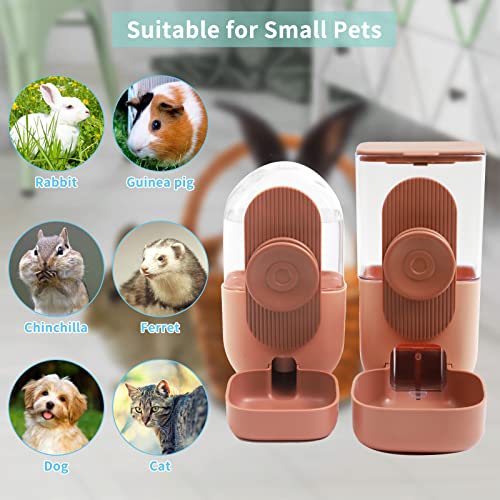 Rabbit Feeder, Bunny Water Bottle Dispenser, Pet Ferret Cage Food Bowl - color: Brown