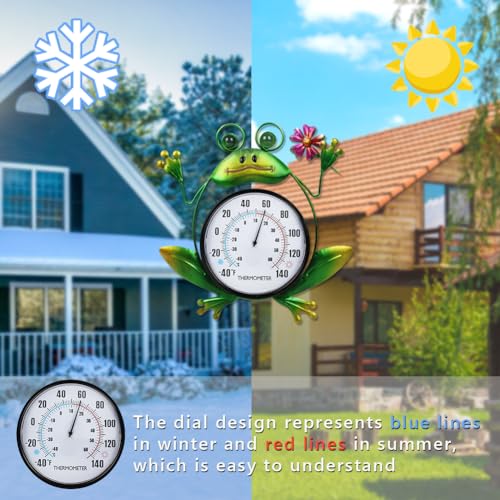 Indoor Outdoor Thermometer, Frog Wall-Mounted Thermometer | No Batteries Required, Decorative for Patio, Living Room, Garden Greenhouse, Wine Cellar - style: Frog-Shape