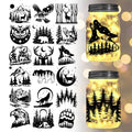 GLOBLELAND 18 Sheets Forest Animals Silhouette Transfer Stickers Decals Stickers Wolf Deer Bear Eagle Rub on Transfer for Mason Jars Furniture Vase Glass Decorations Art Crafts - style: Forest Animals