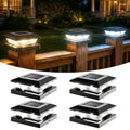 4x4 Solar Post Cap Lights - 4 Pack Fence Deck Post Solar Powered Lights | 3.5x3.5 4x4 Outdoor Postcap Light for Wood/Vinyl Posts, LED Waterproof Patio Porch Posts Lighting, 3 Lighting Modes, Black - size: 4 Pack