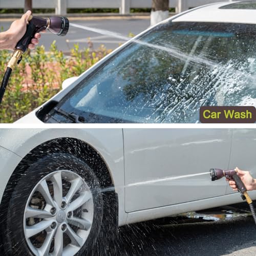 FANHAO Metal Water Hose Nozzle Heavy Duty, 8 Spray Patterns, High Pressure | Comfortable Non-Slip Handle, Hands-Free Lock, Rustproof Leak Proof Hose Sprayer Nozzle for Watering Plant, Car & Pet Washing - color: Bronze