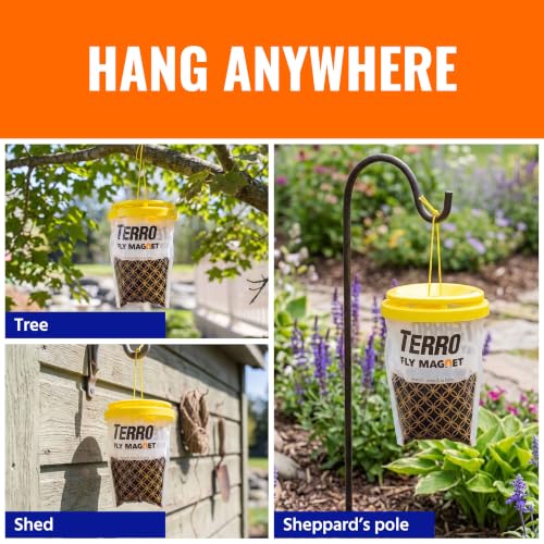 TERRO Fly Magnet Disposable Outdoor Fly Trap with Bait - T524 - Outdoor Fly Trap - Attract & Trap Flies Easily - Effective Insect Control