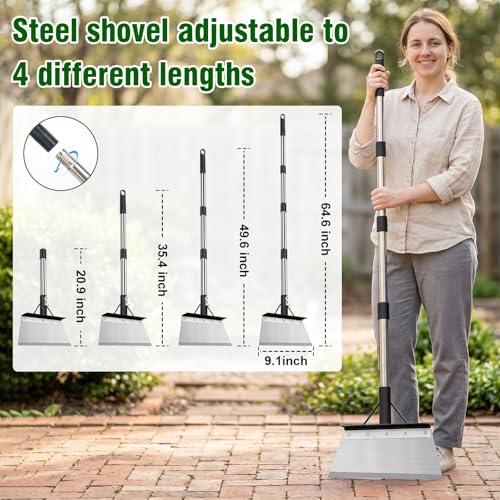Garden Cleaning Shovel, 64" Long Handle Heavy Duty Multifunctional Flat Shovel, Metal Floor Scraper Tool for Weeding, Scraping Moss, Ice & Snow Removal,Edger for Sidewalk, Driveway & Garden