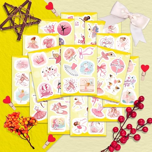 100Pcs Ballerina Stickers, Ballet Stickers - Ballerina Party Supplies -Cute Ballet Decals - Gift for Women & Men - color: Ballerina Stickers