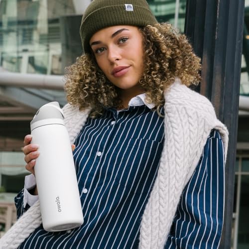 Owala FreeSip Stainless Steel Water Bottle 24 oz Shy Marshmallow - color: Shy Marshmallow, size: 24 Ounces