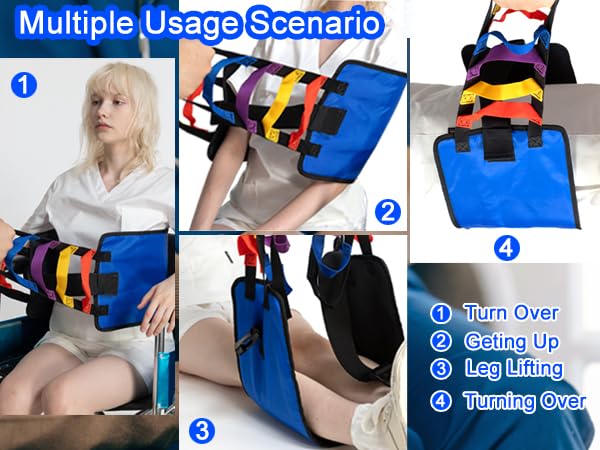 Patient Lift Sling & Gait Belt – Heavy Duty Standing & Transfer Aid | 3-in-1 Design Safe Bed-to-Wheelchair Transfer Stand-Assist Support Heavy-Duty Construction Non-Slip Padded Belt - color: Blue