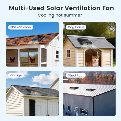 25W Solar Fan for Chicken Coop 430CFM Solar Exhaust Fan | IP67 Waterproof Solar Panel-No Wiring Required, Easy Install Greenhouse Fan for Shed, Attic,Barn, Dog House - size: 25W Solar Fan