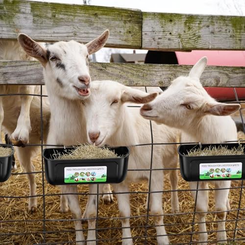 Chicken Feeder Waterer, 6 Pack Duck Feeder Supplies, Hanging Fence Feed Trough with Clips for Goat, Sheeple, Piglet, Gooses, Turkeys, Dog Livestock Poultry, Black - color: 6 pack Black