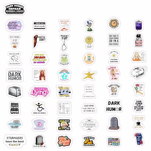 100Pcs Dark Humor Stickers for Water Bottle and Laptop - Dark Humor Party Supplies & Decorations, Waterproof Vinyl Decals, Funny and Sarcastic Stickers, Gifts for Women & Men - color: Dark Humor Stickers