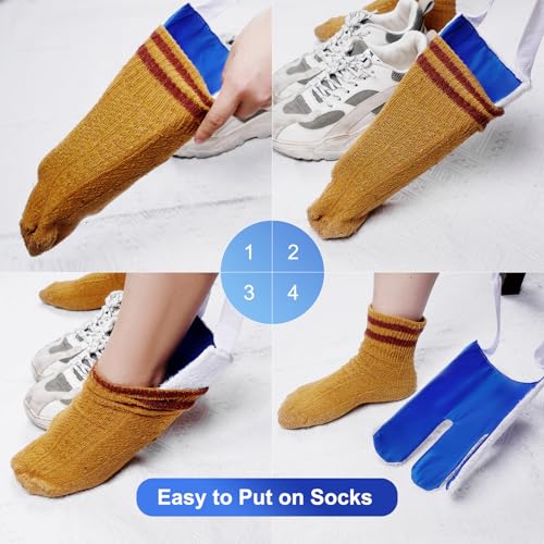 Sock Aid, Sock Helpers to Put on Your Socks for Seniors, Disabled, Pregnancy, Assist Device for Elderly, Tool Aide Puller Easy on and Off with No Bending(Dark Blue) - color: Dark Blue