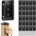 30 Pcs Toscoco Deck Railing Brackets for 2×4 (Actual 1.5" × 3.5") Wood Rail | Heavy Duty Nylon 66 Railing Connectors for Wood Post to Handrail Connection with 215 Pcs Deck Screws for Deck Stair Fence