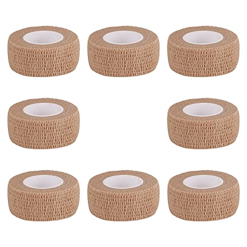 Bandage Wrap 8 Pack 1”x 5 Yards Self Adhesive Bandage Wrap Breathable Cohesive Bandage Wrap Rolls Athletic Elastic Self Adherent Wrap for Sports Injury,Wrist, Knee, Ankle Sprains and Swelling(Beige) - color: Beige, size: 1 Inch (Pack of 8)