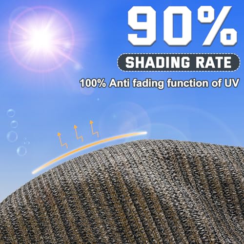 90% Sun Shade Cloth, Kesfitt 6x8FT Garden Shade Cover with Reinforced Grommets, Mesh Tarp Sun Privacy Screen for Greenhouse, Plant, Pergola, and Backyard Patio Sunshade - size: 6ftx8ft, style: Brown 90% Shading Rate