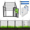 ADAVIN 24 in(H) Garden Fence with Gate, 4 Panels Total 9.8 Ft(L), Heavy Duty Iron Metal Animal Barrier Fence, Camping Fence, No Dig Garden Border Fencing for Yard - size: 4panels-24in(H)×9.8ft(L)