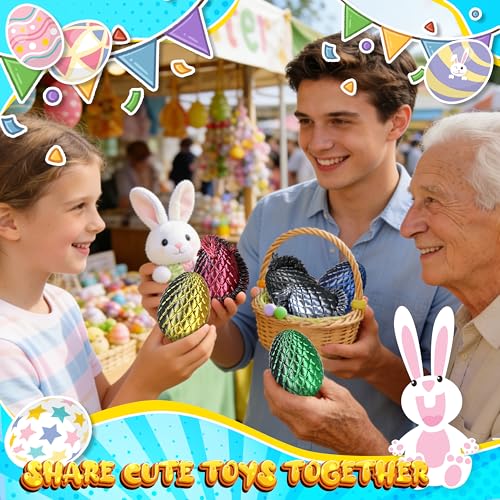 Impossmaker 8" 3D Printed Dragon Eggs, Mystery Crystal Dragon Egg for Easter Basket Stuffers, Unique Easter Toys & Decor, Fantasy Tabletop Decor Gifts for Kids & Collectors (6 Pack) - style: 6P-S4