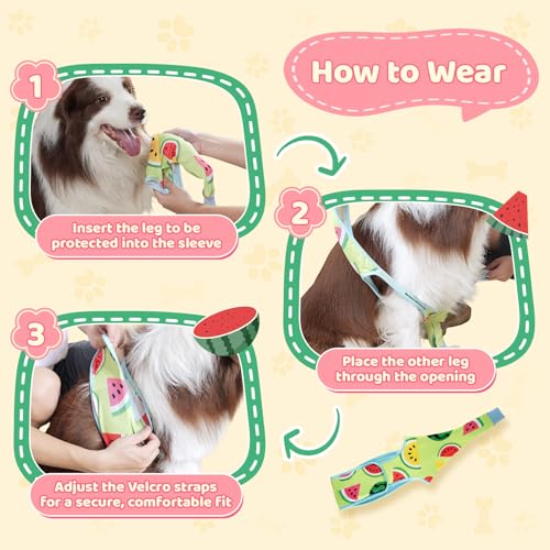 Dog Front Leg Recovery Sleeve – Single Sleeve to Prevent Licking, Scratching & Biting Cone Collar Alternative for Surgery, Wound Care, ACL CCL, Joint Protection - color: Sweet Watermelon, size: Medium
