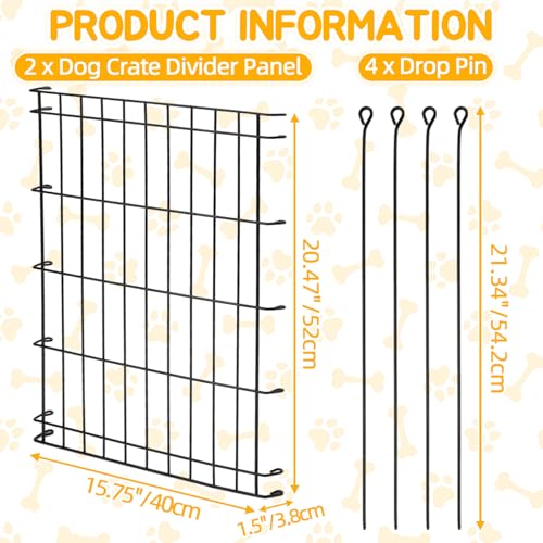 Dog Crate Divider Panel 2-Pack, 20.5" H Kennel Divider | Adjusts 15.7"-30.7" Width, Fits 30"-36" Wire Cages, Rust-Resistant Metal Structure, Potty Training for Puppies - size: 20.47"H