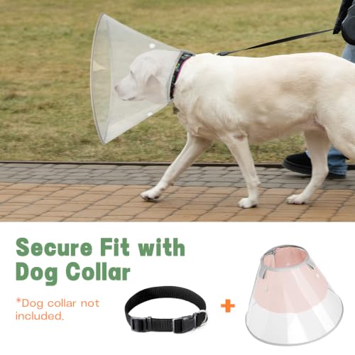 Dog Cone Collar to Stop Licking with Soft Detachable Liner, Comfortable Elizabeth Recovery Collar for Large Medium Dogs After Surgery, Pet Neck Head Cone Alternative, XXL, Pink - color: Pink, size: XXL