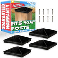 GreenLighting 4x4 Aluminum Pyramid Post Cap Cover (Black 4 Pack) Fits 4x4 Nominal Wood (True 3.5 x 3.5) Powder Coated Matte Outdoor Post Caps Cover, Fence Wood Post, Decking, Waterproof - color: Black 4x4, size: 4 Pack