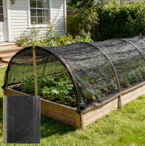 55% Shade Cloth for Garden,HDPE Cuttable Sun Shade for Plants,Mesh Garden Shade Cloth for Greenhouse Vegetables,Plant Heat Protection Black Cover for Patio Raised Bed (10×20FT) - size: 10×20FT