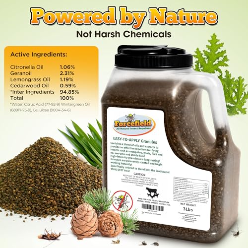 ForceField Natural Mosquito Yard Treatment - Repellent Granules for Backyard Mosquito Control | Pet Safe, DEET-Free Outdoor Control | Long-Lasting Barrier for Lawns, Patios, & Barns 3 LB - size: 48 Ounce (Pack of 1)