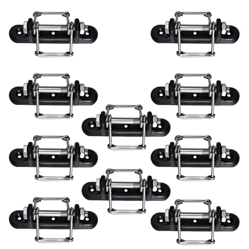Electric Fence Corner Polytape Insulator, Black, 10 Pack | End Insulator with Buckles, For Wood Post, Tape Connector with Screw, For Polytape up to 45 mm - style: 10