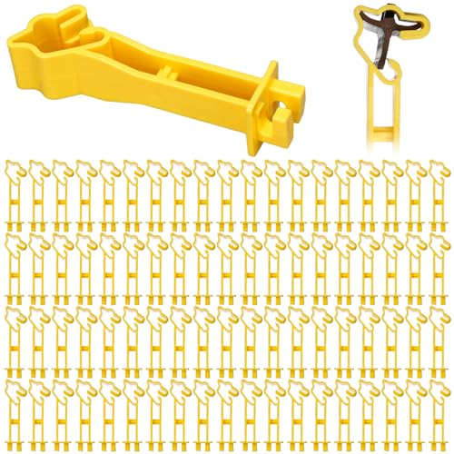 Outus 50pcs Reversed Extender Electric Fence TPost Insulators Snap, Yellow | Fit T Post Insulators, for Electric Fence Wire, Yard Agricultural Ranchers Farm - color: Yellow