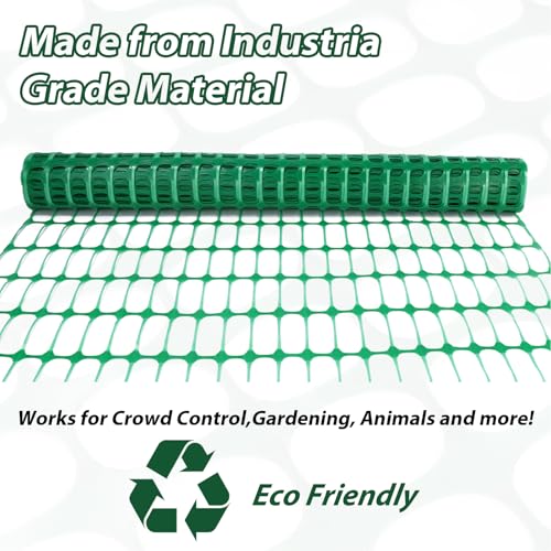Garden Fencing, Plastic Fence Roll, Temporary Fence, Snow Fence, 3.3 x 100 FT Animal Barrier Fencing with Stakes