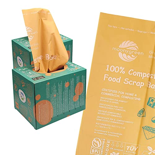 Compostable Trash Bags 13 Gallon, Tall Kitchen Food Waste Bags, US BPI ASTM D6400 and Europe OK Compost Home Certified, Heavy-Duty, 49.2 Liter, 100 Count, Extra Thick - size: 100 Count (Pack of 1), style: 13 Gallon