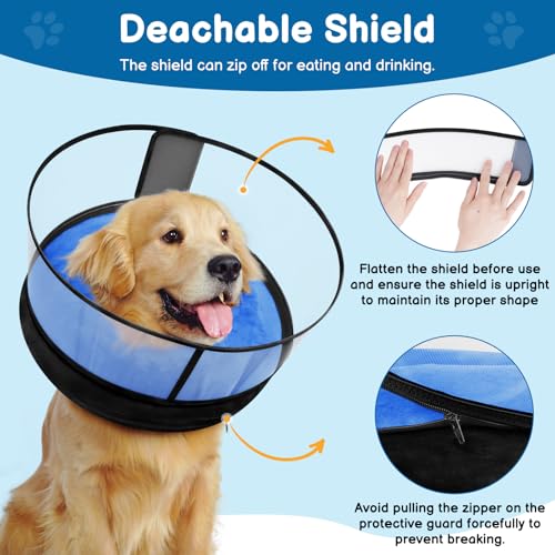 Dog Donut Collar, 2-in-1 Inflatable Dog Collars for After Surgery to Stop Licking Wounds, Patented Protective Donut Cone with High Shield for Small and Medium Pets (Blue, M) | Soft Recovery Cone Collar, Rigid & Higher Shield for Pets, Stop Licking Wounds,