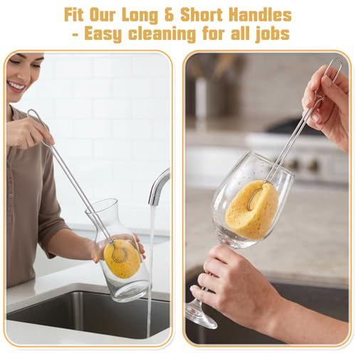 8 Pack Cellulose Sponges, Replacement Sponge Scrubber Heads for Wine Glasses Coffee Mugs Dishes, Thick & Fluffy Highly Absorbent, Quick-Dry - style: 8 Sponges