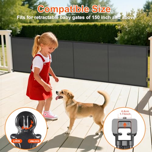 EZIGO Retractable Baby Gates Replacement Parts for 150/180/200'' Dog Gate | Full Set Wall Mounting Accessories Including Brackets, Latches, Screws for Extra Wide Baby Gate Retractable Dog Gate, Black - color: Black, size: Large