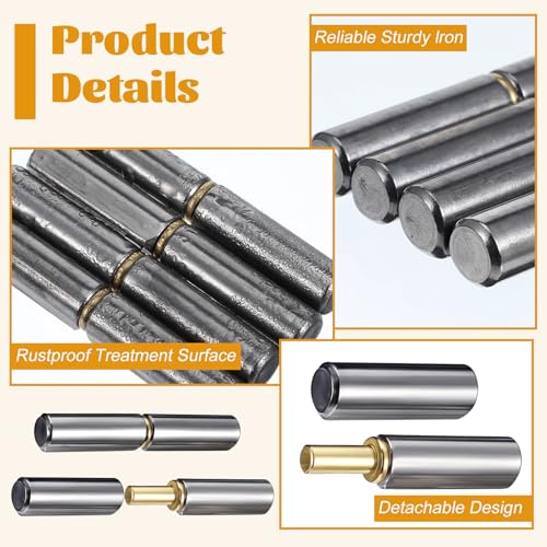 24 Pack Weld On Bullet Hinge, 3 inch Heavy Duty Weldable Barrel Hinge for Metal Gate, Trailer Ramp Pin OD 1/2 inch
