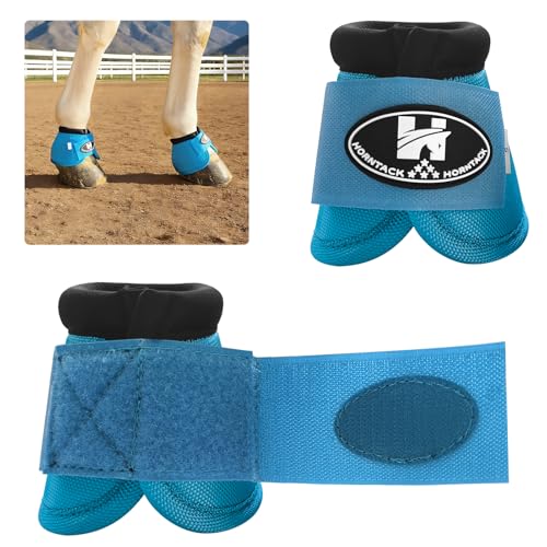 Horse Bell Boots for Outdoor Sports (Pacific, M) | Comfortable fit, prevents sprains, convenient hook and loop design, durable outdoor protection - color: Pacific, size: M