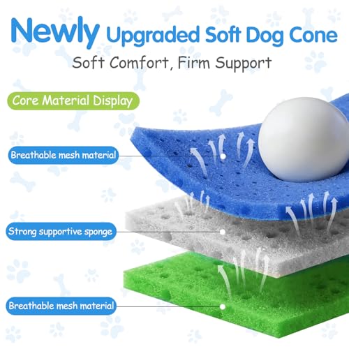 Upgraded Soft Dog Cone Collar for Post-Surgery Recovery – Adjustable Elizabethan Alternative to Stop Licking, Lightweight Breathable Mesh, Fits Most Breeds (M) - size: M
