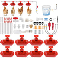 Kalolary Complete Set Automatic Chicken Waterer System | Large Poultry Chicken Water Cups with Stainless Steel PVC Pipeline,Float Valve and Tank Connector Kit,66 Accessories Included