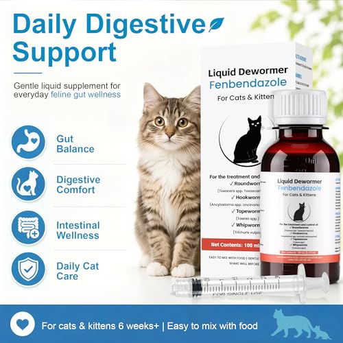 100ml Oral Liquid for Cats – with 3ml Needle-Free Dosing Syringe – Easy to Administer – Cat Health Supplies