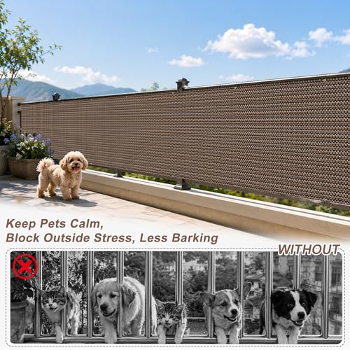 SUNNY GUARD 2.5' x 5' Balcony Privacy Screen, HDPE Patio Railing Cover Fence - color: Brown, size: 0 2.5' x 0 5'