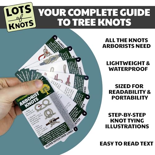 Arborist Knot Cards for Tree Climbing and Trimming by Lots of Knots | Waterproof cards with 14 essential knots for tree service equipment and tree trimming. Arborist climbing kit essentials.