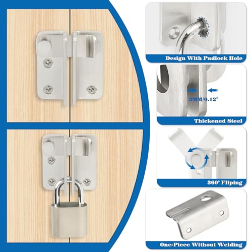 Alise Flip Latch Door Latch Gate Latch Barn Door Lock,Brusehd,Large Size | SUS 304 Stainless Steel Door Latch Lock for Wooden Fence Shed Barn Chicken Dog Cage Window Cabinet Backyard Garage - color: Brushed Nickel, size: Large Size (SUS304 SS)