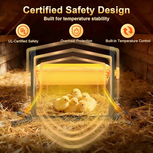 Brooder Plate for Chicks, 50-158°F Brooder & Chicken Heater for Coop with Smart Thermostat, UL certified Radiant Chick Heat Plate for Poultry, 5-Height & 360° Adjustable Angle, Winter Heating - color: Noble Yellow