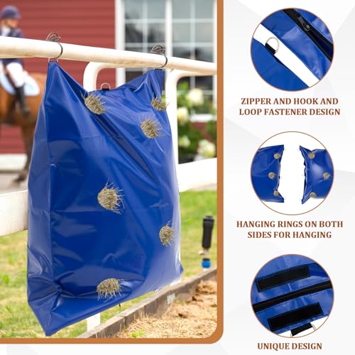47'' x 39'' Zip Slow Feed Bag Hay Net Alternative Slow Feeder Horse Hay Bag for Stall, Trailer, Track, Paddock, or for Horse, Goat, Donkey