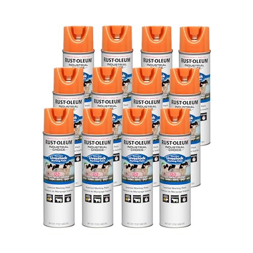 Rust-Oleum Livestock Marking Spray Paint, Fluorescent Orange | 17oz livestock marking paint. Safe temporary marking for cattle, hogs & sheep; bright fluorescent, weather-resistant, easy.