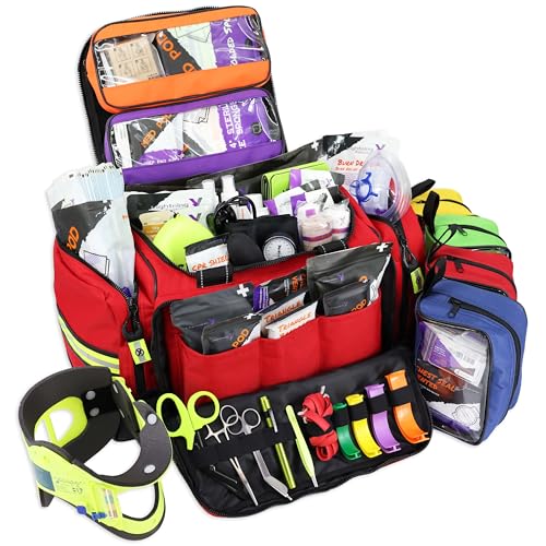Lightning X Extra Large Medic First Responder EMT Trauma Bag Stocked w/Fill Kit C - RED - color: Red